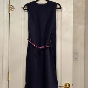 Ted Baker Navy Cape like Dress with fuchsia belt